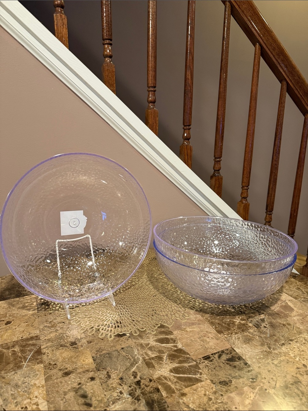 Lillian 12” Hammered Acrylic Bowl, 5.2 Quart, Set of 3